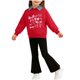 thumbnail image 1 of Conjunto de sudadera de manga larga con cuello vuelto para niños, estampado de patchwork, cuello redondo, manga larga y pantalones acampanados casuales con cintura elástica, conjunto relajado, conjunt, 1 of 7