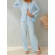 thumbnail image 5 of Pijama De Traje De 2 Piezas Para Mujer Tops Con Botones De Color SóLido + Pantalones De Cintura EláStica XBTCLXEBCO DivisióN Azul;M, 5 of 6