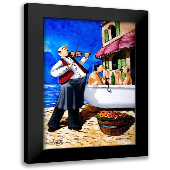West, Ronald 11x14 Black Modern Framed Museum Art Print Titled - Bath and Violin Serenade