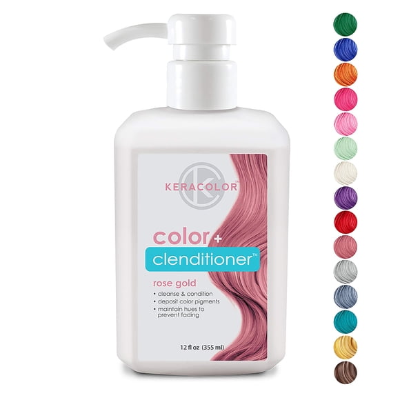 Keracolor Clenditioner Color Depositing Conditioner Colorwash - Instantly Infuse Color into Hair, 15 Colors | Cruelty Free Rose Gold