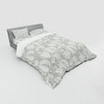 thumbnail image 3 of Grey Duvet Cover Set, Big Leaves on Old Fashion Floral Background Feminine Dramatic Style Retro Graphic Print, Bedding Set with Shams and Fitted Sheet, 3 Sizes, by Ambesonne, 3 of 3