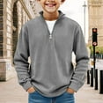 thumbnail image 2 of Posijego Boys Quarter Zip Sweatshirts Corduroy Pullover Lightweight Spring Long Sleeve Sweatshirt for Big Boys, 2 of 5