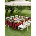 thumbnail image 3 of Outdoor Tablecloth with Umbrella Hole and Zipper, Christmas Rectangle Table Cloth 60x84 Inch Waterproof Tablecloth, Gnomes Pine Branch Star Bell Red Black Striped Picnic Table Cover for Patio Camping, 3 of 7