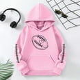 thumbnail image 4 of Ulitacool Girls Winter Sweatshirt Long Sleeve Kids Hooded Sweatshirt Girls Boys Pullover Football Print Warm Warmth Lined Hoodie Daily Outdoor Sports Autumn Crew Neck Tops Soft Wear Pink 11-12 Years, 4 of 4