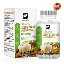 Beworths Organic Lion's Mane Mushroom, Mushroom Complex Supplement 1000mg - 120 Capsules