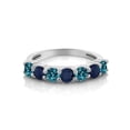 thumbnail image 2 of Gem Stone King 925 Sterling Silver London Blue Topaz and Blue Sapphire Anniversary Ring for Women (1.52 Cttw, Gemstone Birthstone, Available in Size 5, 6, 7, 8, 9), 2 of 4