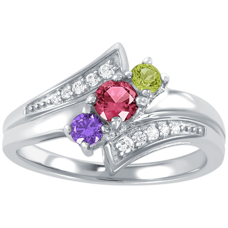 Keepsake - Personalized Family Jewelry Birthstone Romp Mother&amp;#39;s Ring in Sterling Silver, 10K Gold over Sterling Silver, 10K or 14K Gold/White Gold