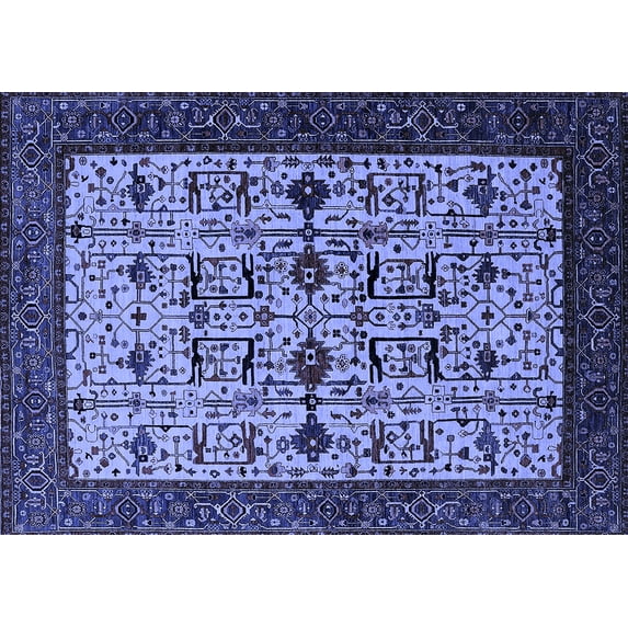 Ahgly Company Indoor Rectangle Oriental Blue Traditional Area Rugs, 7' x 9'