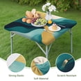 thumbnail image 4 of Teal Gold Marble Pattern Square Fitted Tablecloth with Elastic Edge,Square Table Cover,Washable Elastic Table Cover for Home Kitchen Party Decor 34"x34", 4 of 6