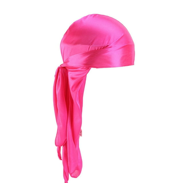 Stylish Silk Doo Rags For Men Proper Size Soft Wave Cap And Comfortable Men Black Bandanas For Hip Hop Rapper Rose red