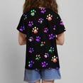 thumbnail image 5 of AUNVITO Unisex Kids Casual Dog Paw Print Round Neck Short Sleeve T-Shirt Summer Graphic Tee Playful Style, 5 of 7