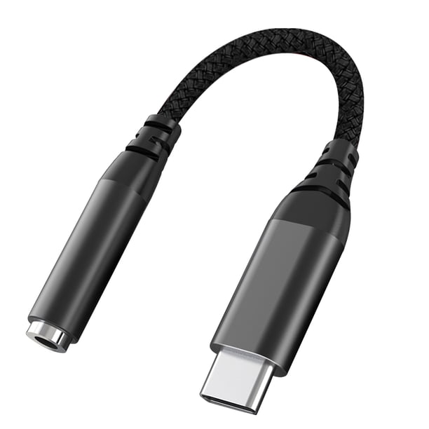 Adaptador de cable de audio Baja pérdida tipo C a 3.5MM Adaptador de cable de audio Aleación de aluminio trenzado DAC 32 AweSitey EL010327-00