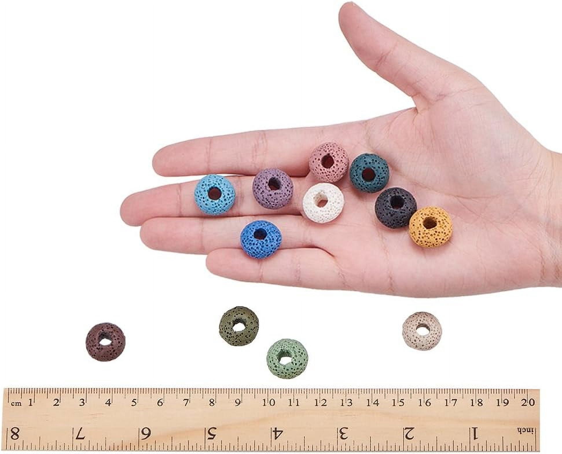 200 Pcs Random Mixed Color Lava Gemstone Beads 15mm Hair Beads for Braids Large Hole European Beads Rondelle Loose Beads for Jewelry Making