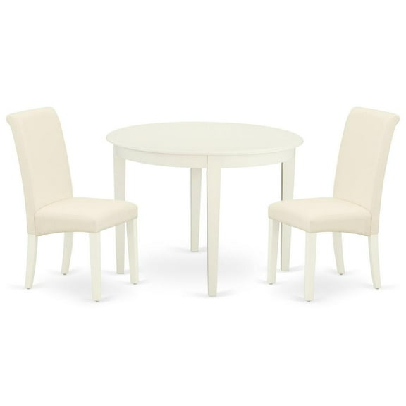 East West Furniture Boston 3-piece Wood Dining Set in Linen White/Cream
