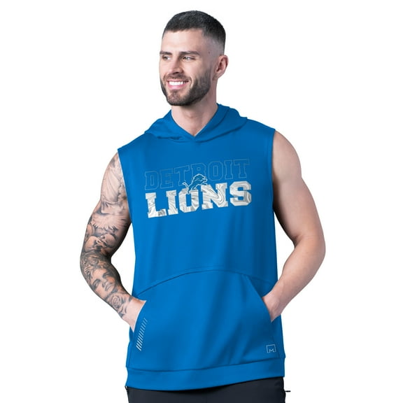 Men's MSX by Michael Strahan Blue Detroit Lions Tri-Blend Rebound Sleeveless Hoodie