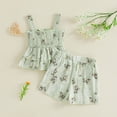 thumbnail image 4 of Xyant Toddler Baby Girl Clothes Knit Floral Fly Sleeve Tops Shorts Cute Summer Spring Outfits Infant Baby Girl Clothing Set (Light Green,3-6 Months), 4 of 7