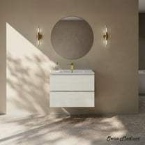 Liberte 30" Wall-Mounted Bathroom Vanity in White Oak with Sink Top