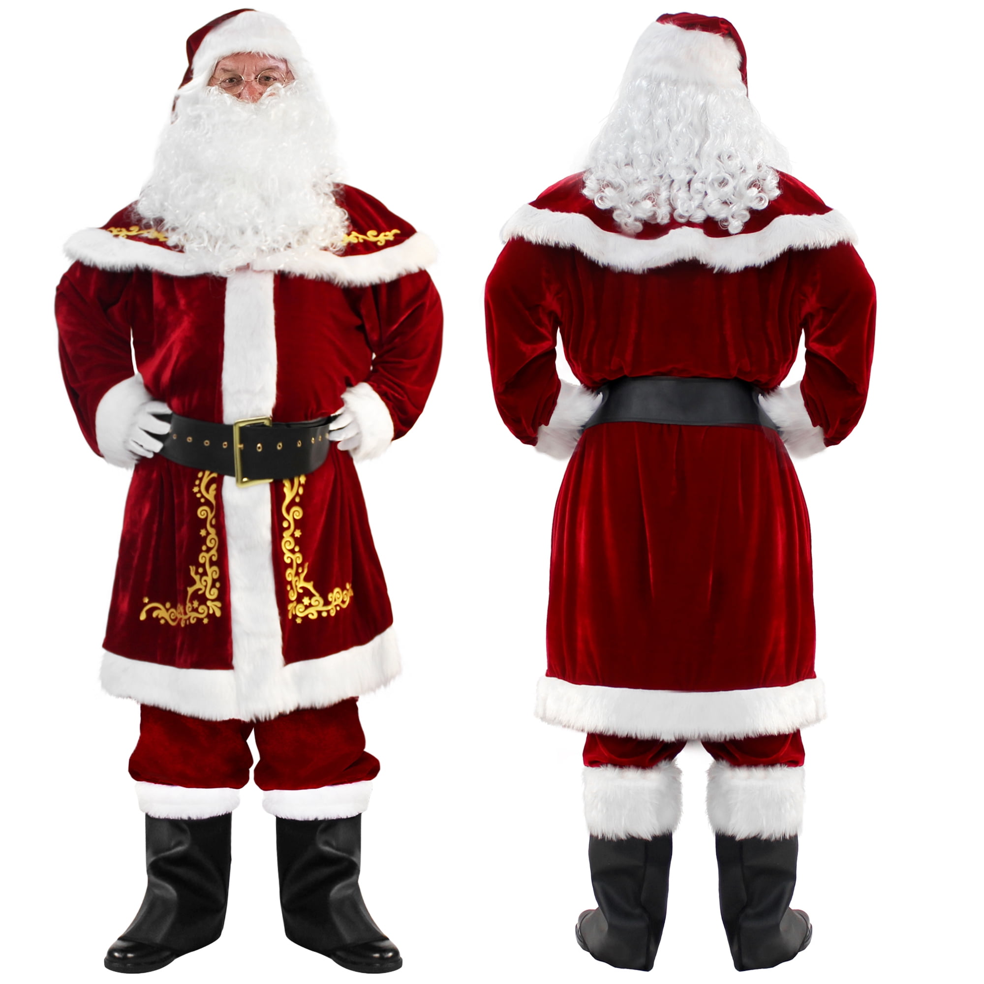 Premium Santa Claus Costume Father Christmas Grotto Suit Men Fancy Dress Outfit 