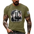 thumbnail image 2 of 9/11 Patriot Day Vintage USA Never Forget Men's T-Shirt - Retro Style Memorial Graphic Crew Neck Pullover with Tribute Message Army Green L, 2 of 4