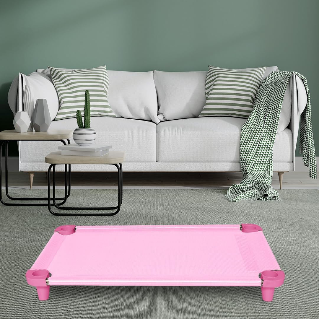 Acrimet Cooling Elevated Pet Dog Bed, Washable and Breathable Mesh Cot, Stainless Steel Frame, Indoor & Outdoor Use, fits Dogs up to 110 lbs (Size: 40” x 24”), Pink, 1 Unit