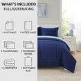 thumbnail image 2 of Mainstays Reversible Comforter and Sheet Set, 7-Piece Bed-in-a-Bag, Queen, Navy, 2 of 12