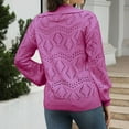 thumbnail image 4 of Fnooota Sweaters for Women, Long Sleeve Lightweight V Neck Knit Pullover Tops Hot Pink Size L, 4 of 9