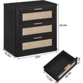 thumbnail image 2 of Leyaoyao 23" Rattan 3-Drawer Nightstand, Black Boho Bedside Table with Storage, End Table Dresser for Bedroom, Living Room, Hallway, Closet, 2 of 7