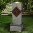 thumbnail image 2 of LuxenHome Gray and Brown Resin Column Bubbler Outdoor Fountain with LED Light, 2 of 5