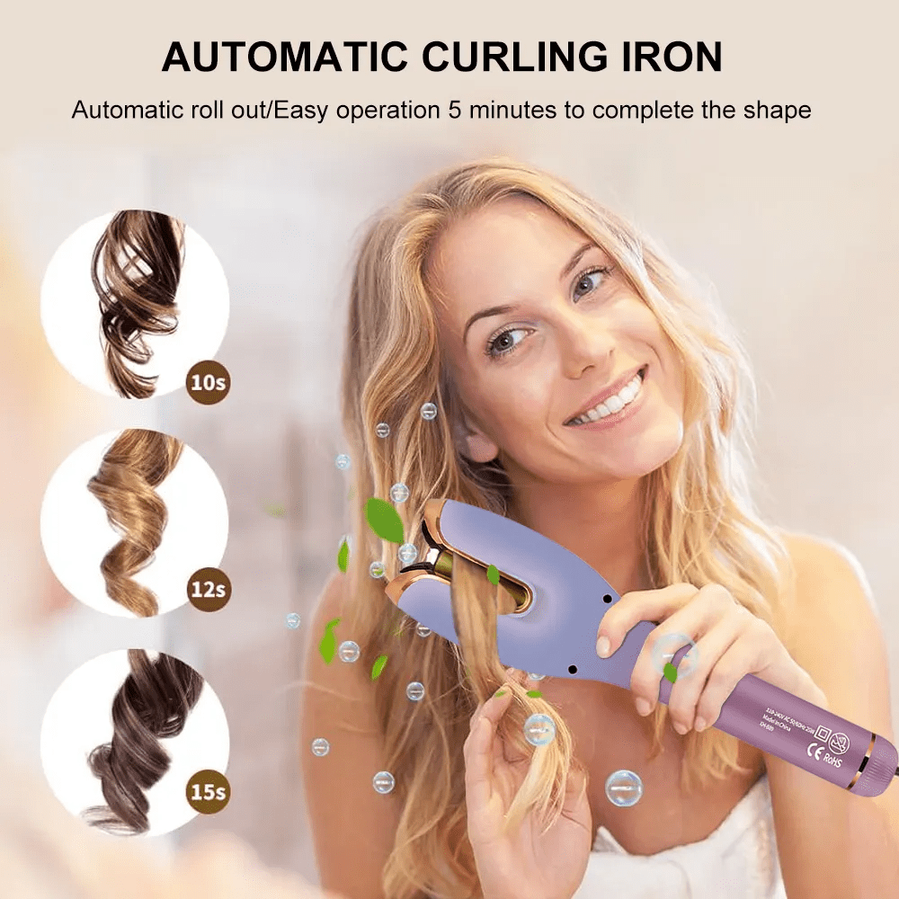 2025 360° Auto-Rotating Hair Curler - Professional Salon-Grade Electric Curling Iron with Heatless Technology