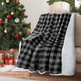 thumbnail image 7 of Buffalo Plaid Sherpa Throw TV Blanket, Super Soft Reversible Fleece Blanket for Cabin Bed or Couch, Catalonia series by Terrania, Black Plaid, 50" x 60"., 7 of 7