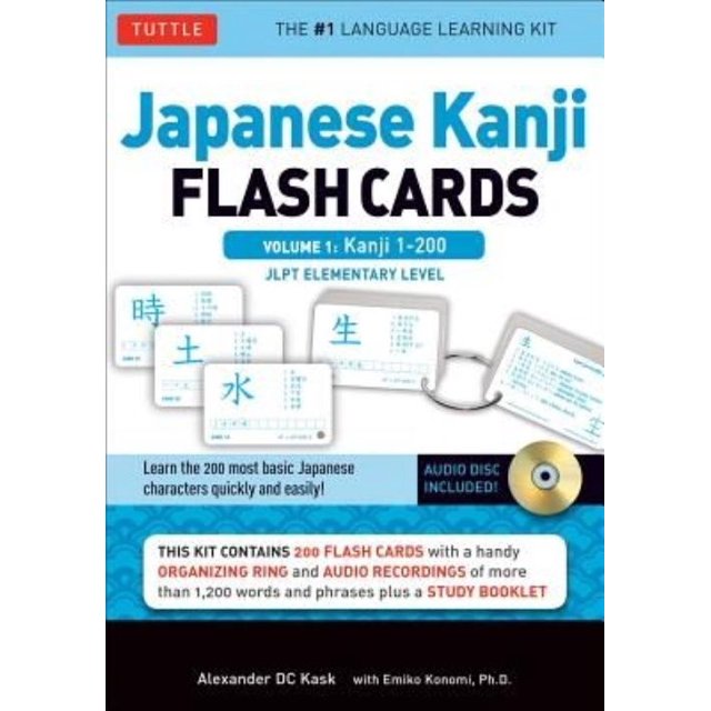 Japanese Kanji Flash Cards Kit, Vol. 1, Kanji 1-200: JLPT Beginning Level (Book & CD)