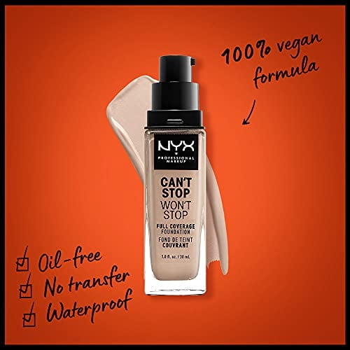 NYX Maquillaje Profesional Base Can't Stop Won't Stop, Cobertura Completa Mate 24h - Porcelana