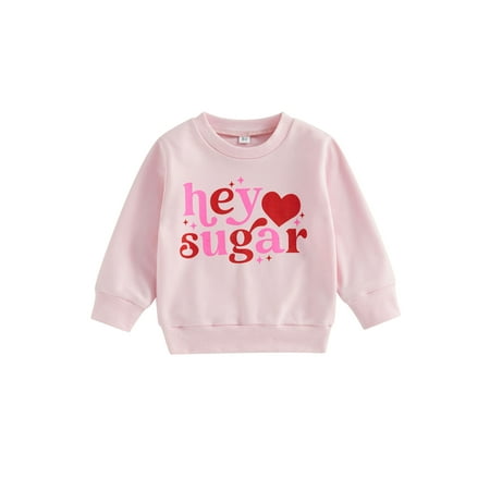 

Seyurigaoka Toddler Baby Girls Valentine’s Day Sweatshirt Long Sleeve Round Neck Heart Star Letter Print Pullover Tops