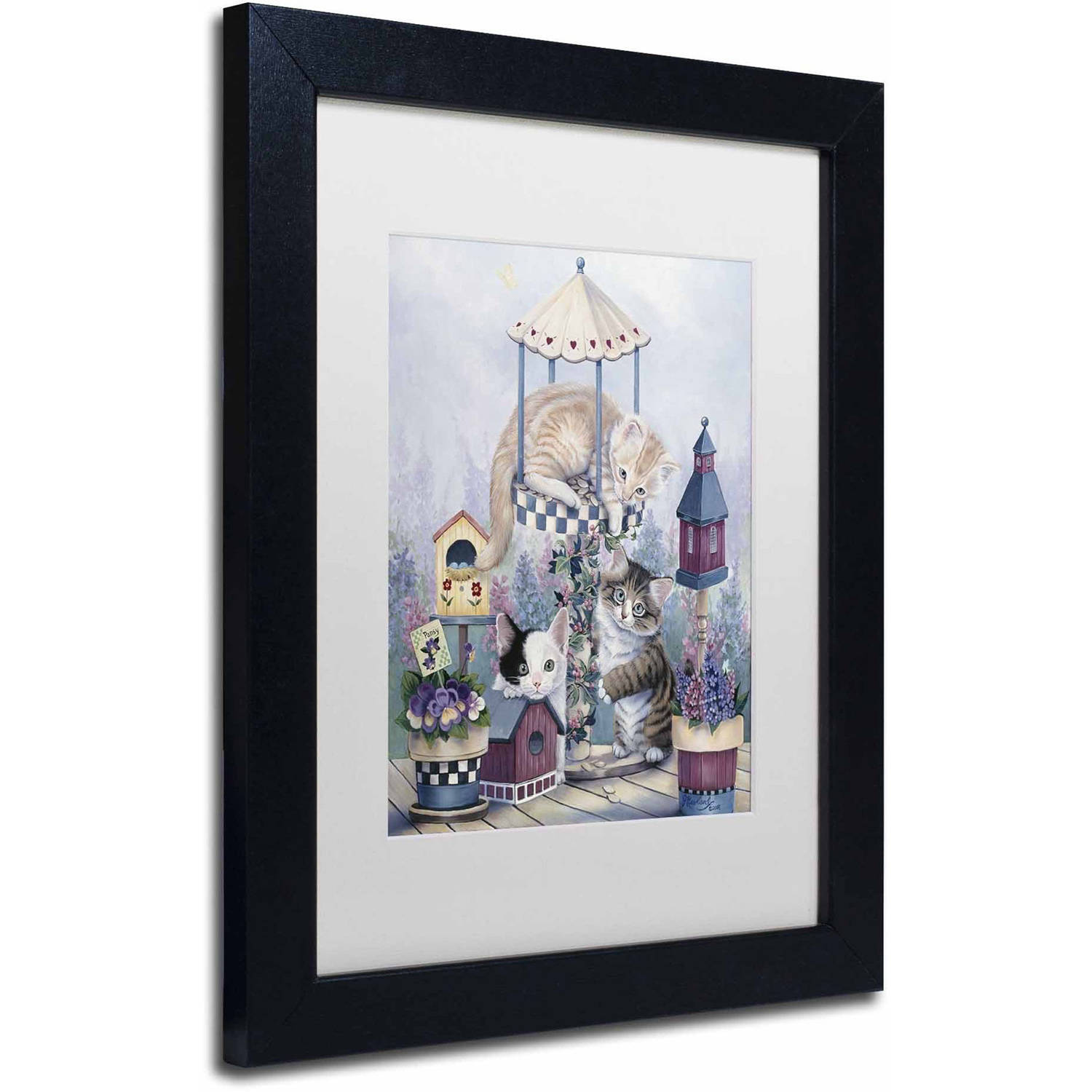 Cat Carousel' Canvas Art by Jenny Newland, White Matte, Black Frame