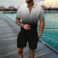 thumbnail image 2 of Linfrsh Men's 2 Piece Outfit Casual Short Sleeve T Shirt Beach Summer Loose Shorts Sets(Black,3XL), 2 of 4