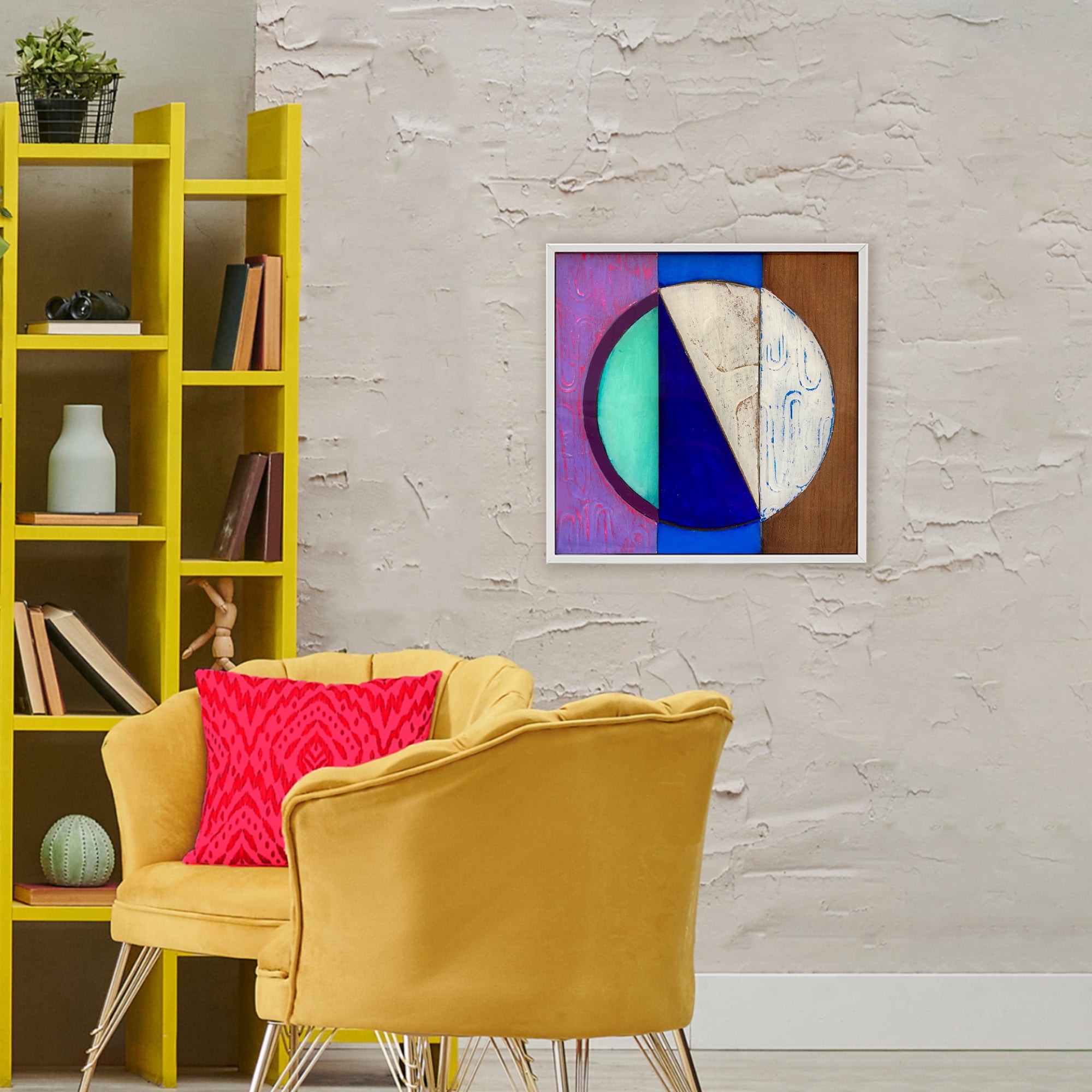 Stupell Industries Structured Blue & Purple Circle White Framed Giclee Art, design by Matthew Finger