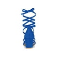 thumbnail image 4 of BLISSFUL STEP Women's Open Toe Lace up Sandals Mid Block Heels Sandals Royal Blue 9, 4 of 8