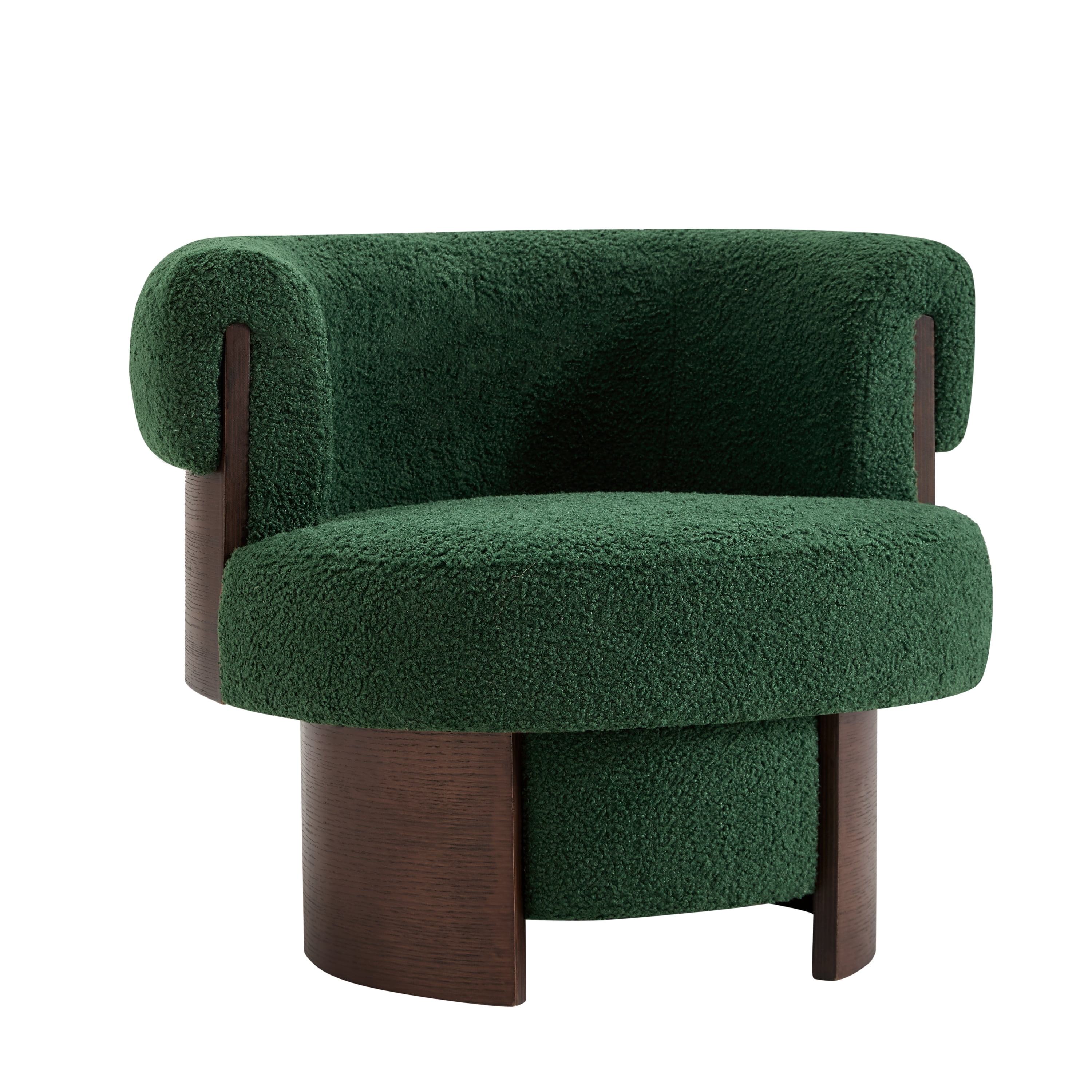 Euroco 360° Swivel Barrel Chair, Modern Curved Sculptural Swivel Accent Chair with Armrest and Soft Cushion,Oversized Upholstered Armchair Single Sofa for Living Room,Bedroom,Small Spaces,Green