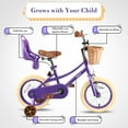 thumbnail image 2 of RULLY Kids Bike for Girls, 14 Inch Princess Girls Bicycle with Doll Bike Seat, Purple, 2 of 6