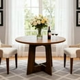 thumbnail image 7 of Modern Farmhouse Round Dining Table for 4 – 43" Space-Saving Wooden Pedestal Table – Sturdy Cross Base – Perfect for Dining Room, Living Room, Apartment – Classic Natural Finish, 7 of 7
