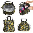 thumbnail image 2 of Sunflower and Flower Black Pattern Drawstring Insulated Lunch Bag for Women, Stain-Resistant Large Lunch Tote with Multi-Pockets for Work Office, 2 of 6