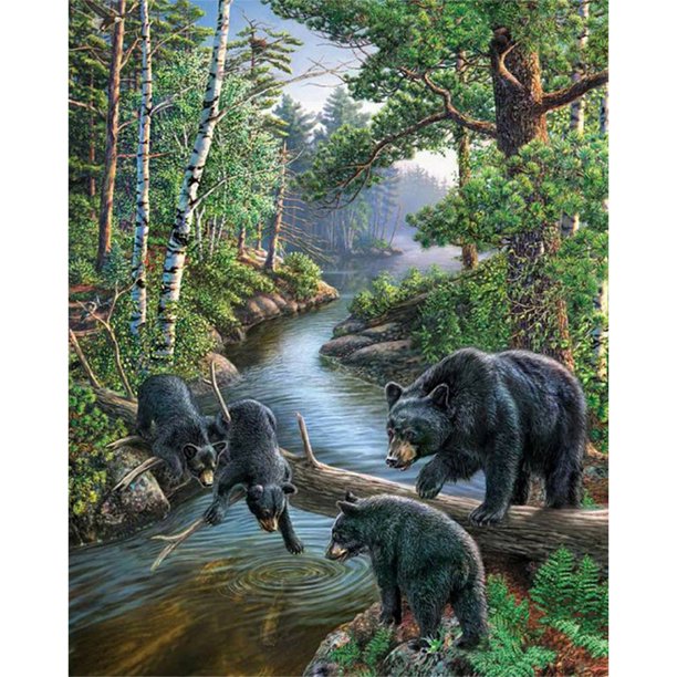 Diamond Drill Forest Bear 5D DIY Kits de pintura Full Round Wall Decor Craft Black FLhrweasw Nuevo