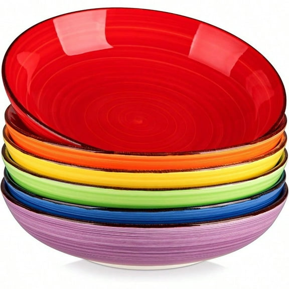 Bonita Pasta Bowls Set Of 6 50oz Large Salad Bowls For Kitchen Corlorful Stoneware Serving Bowls Dishwasher Microwave