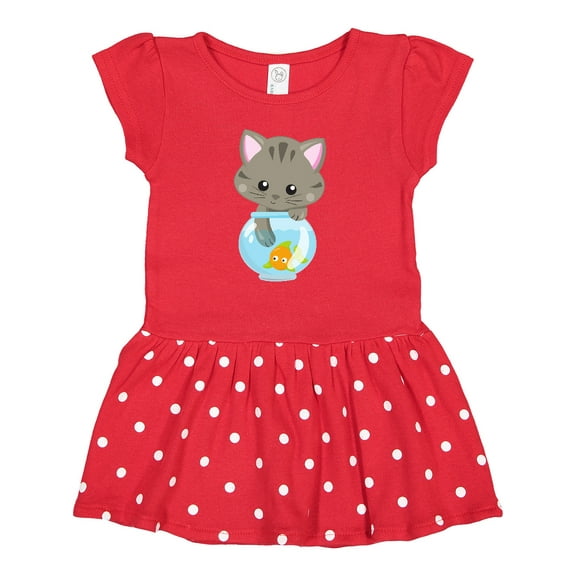 Inktastic Kitty And The Fish Bowl, Cute Little Cat, Fish Gift Baby Girl Dress