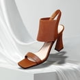 thumbnail image 1 of Sandalias de de punto, sandalias de tacón grueso para mujer, punta cuadrada, baile de graduación, zapatos de vestir de boda informales para Marrón Fernando Sandalias de tacón alto de verano, 1 of 8