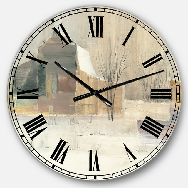 DesignArt Horloge Murale Grande Maison de Ferme d'Hiver