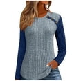 thumbnail image 2 of FDGIU Women's Ribbed Knit Pullover - Long Sleeve Crewneck Tunic Top, Fall Winter Casual Sweater, 2 of 6