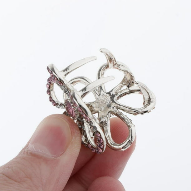Moda para El Pelo de Aleación de La Aleación de La Aleación Horquillas de La Horquilla de La de La ía Accesorio para El Cabello Rosa 2 Soledad Garra de pelo de diamantes de imitación para mujeres