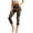 Capybara Floral Black, variant on Light Brown Leopard Print Women's Capri Leggings with Pockets for Women, High Waisted Stretchy 3/4 Yoga Pants with Tummy Control, Crpooed Tights for Workout Gym, XS