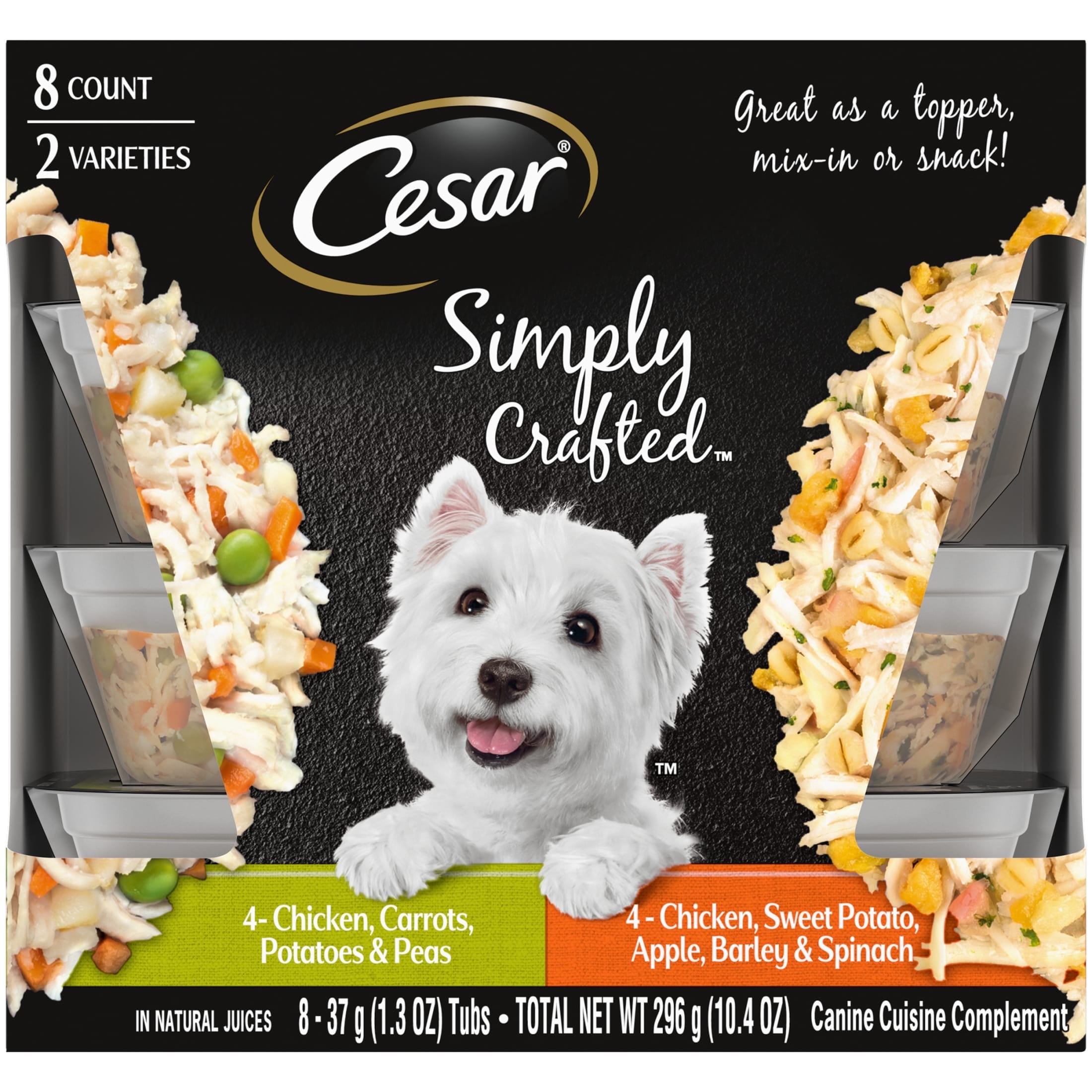 (4 pack) Cesar Simply Crafted Wet Dog Food Variety Pack, 1.3 Oz Tubs (8 Pack)
